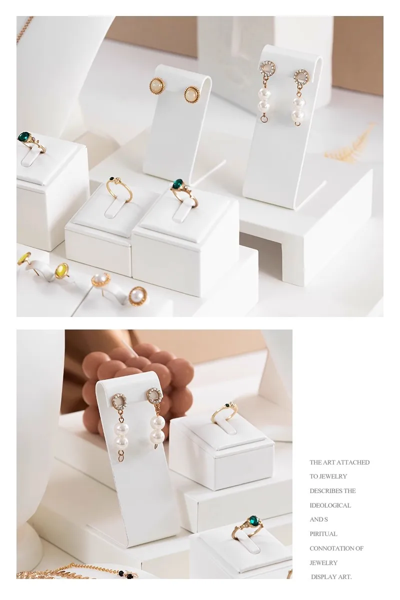 Earring Holder Ear Studs Jewelry Display Stand Rack Elegant White Leather Dangle Clip Hoops Earrings Jewellery Retail Organizer
