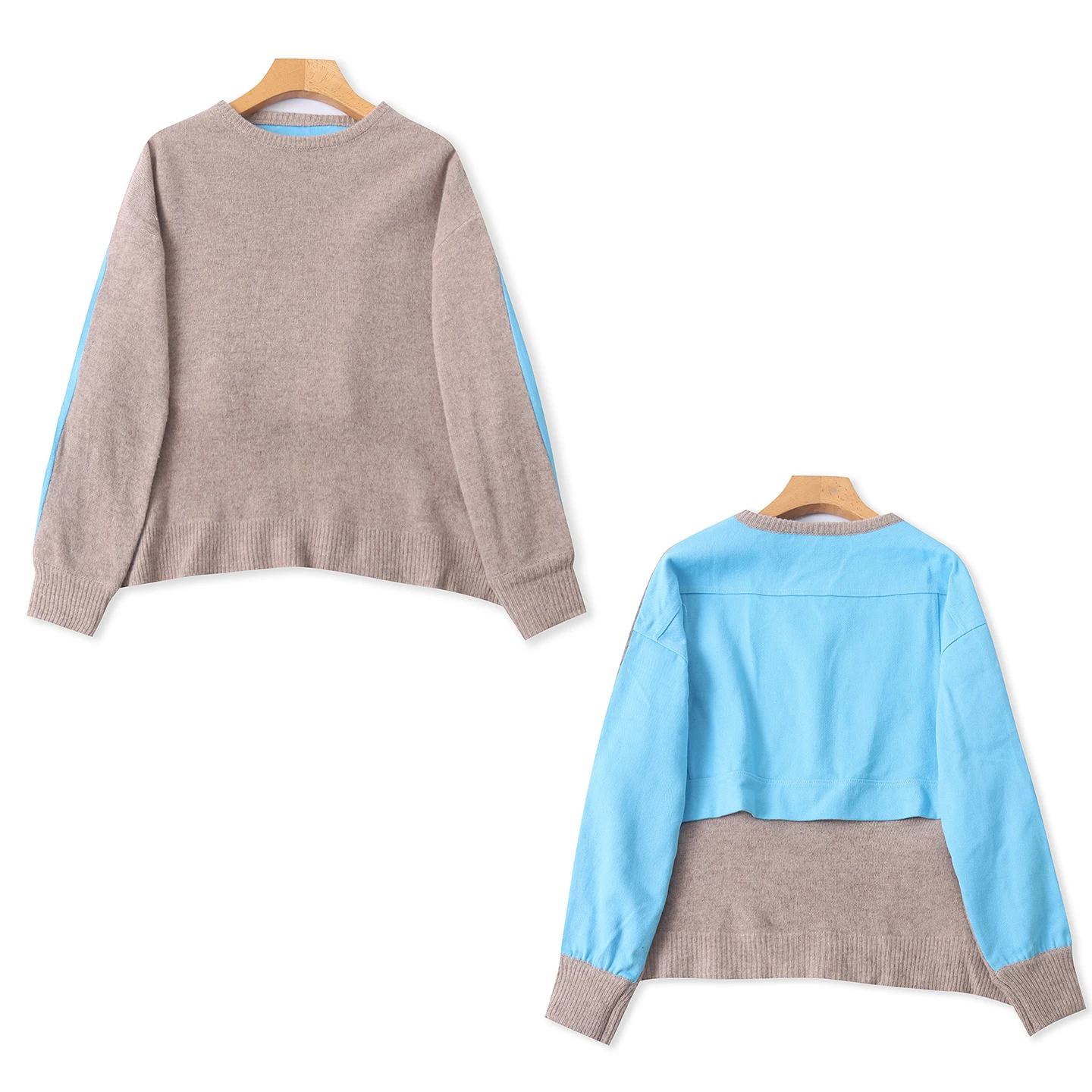 Feminino casual redondo ne camisola de grandes dimensões cor blo design quente malha superior solto ajuste sle uso diário longo sve malhas