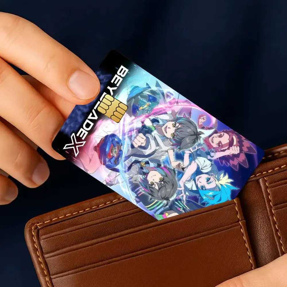 Comic B-Beyblade X Credit Card for Bank Debit Decorative Protection 4PCS Anti-scratch Waterproof Stickers Bus Subway Library