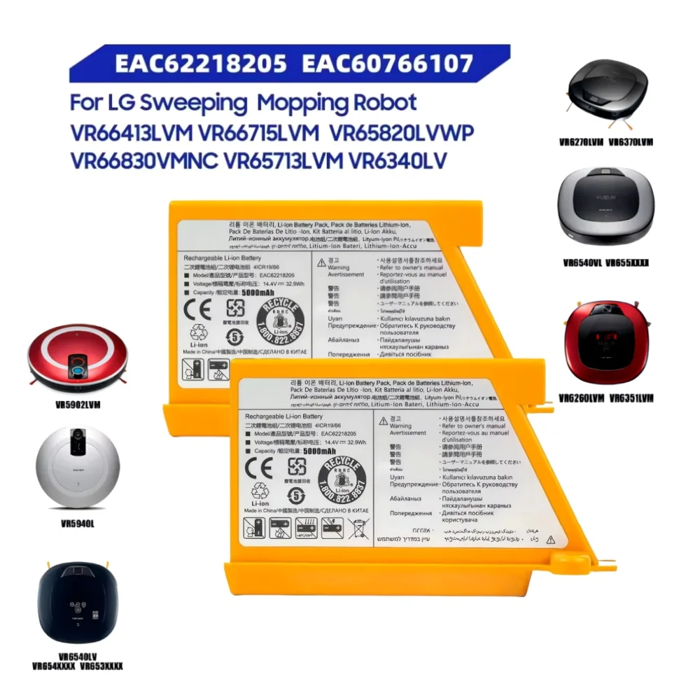 

New EAC62218205 For LG Sweeping Mopping Robot Battery EAC60766107 EAC60766109 EAC62218207 VR6260LVM R76TIM M970I VR5940L 32.9Wh