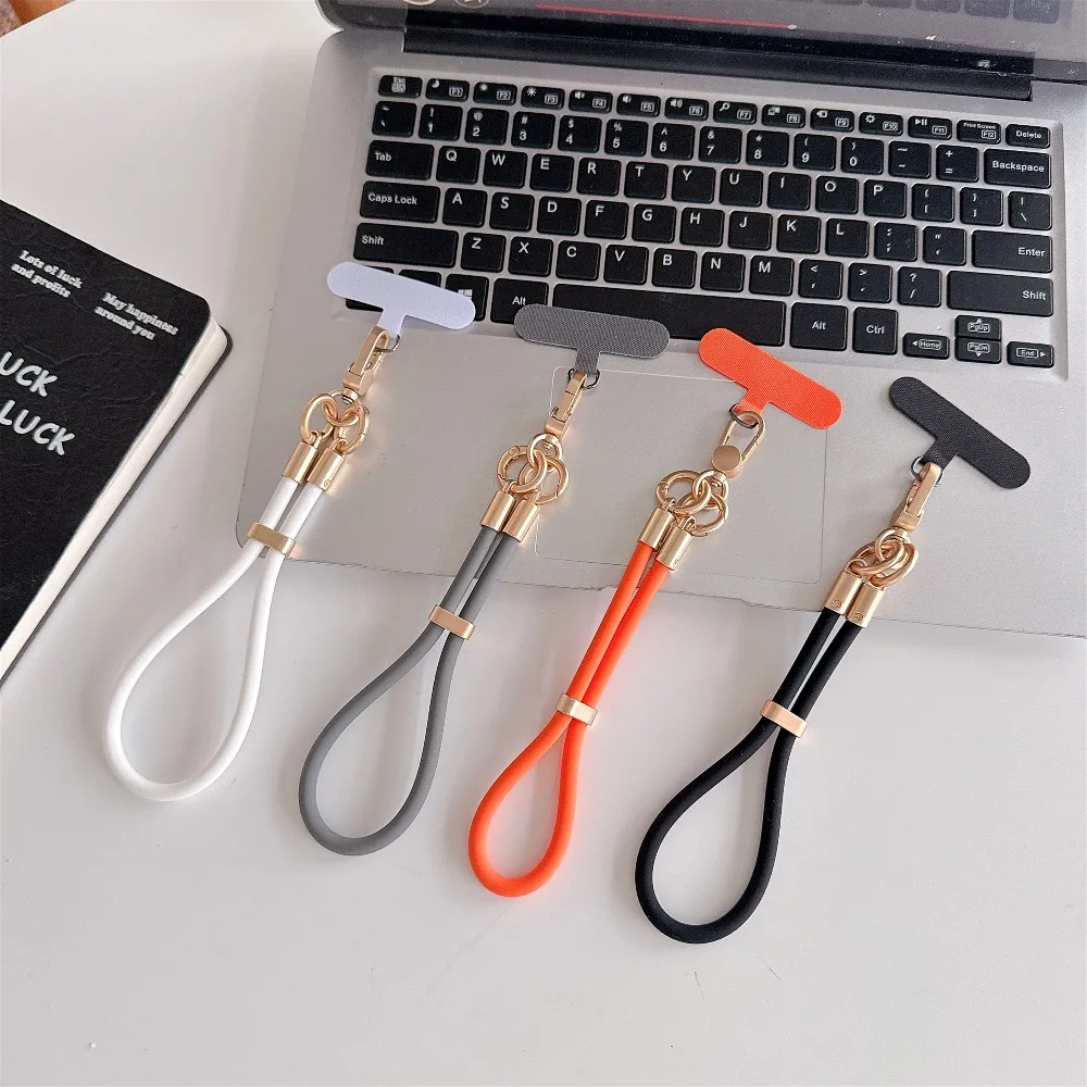 

Adjustable Liquid Silicone Lanyard for Mobile Cell Phone Cover Metal Universal Short Hand Wrist Strap Anti-Lost Accessories