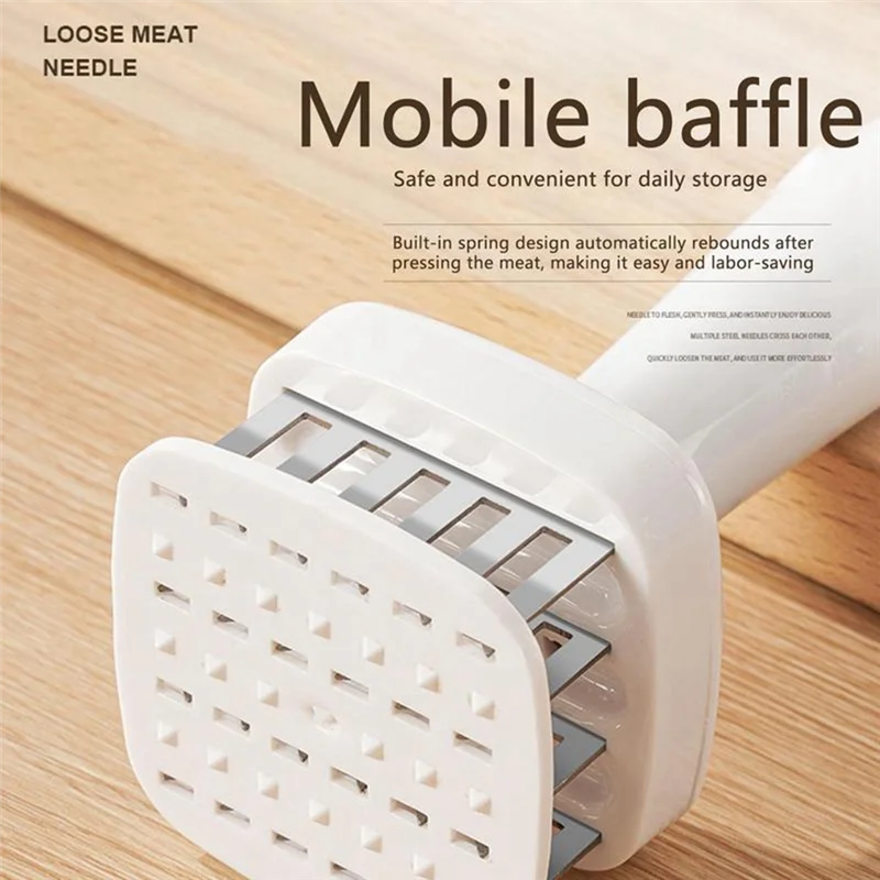 

Meat Tenderizer Needle Stainless Steel Steak Tenderizer Hammer Kitchen Tool Cooking Gadgets Rib Breaker Meat Beater White