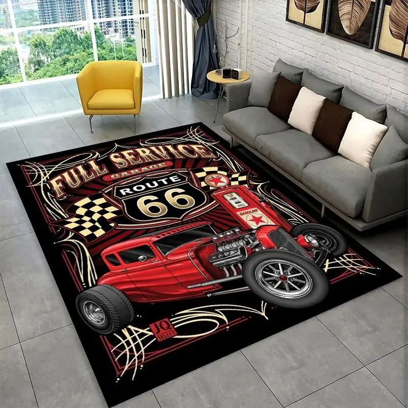 Route 66 Retro America Historic Mother Road Large Area Rug Non-slip Carpet for Bedroom Living Room Sofa Home Decor Floor Mat
