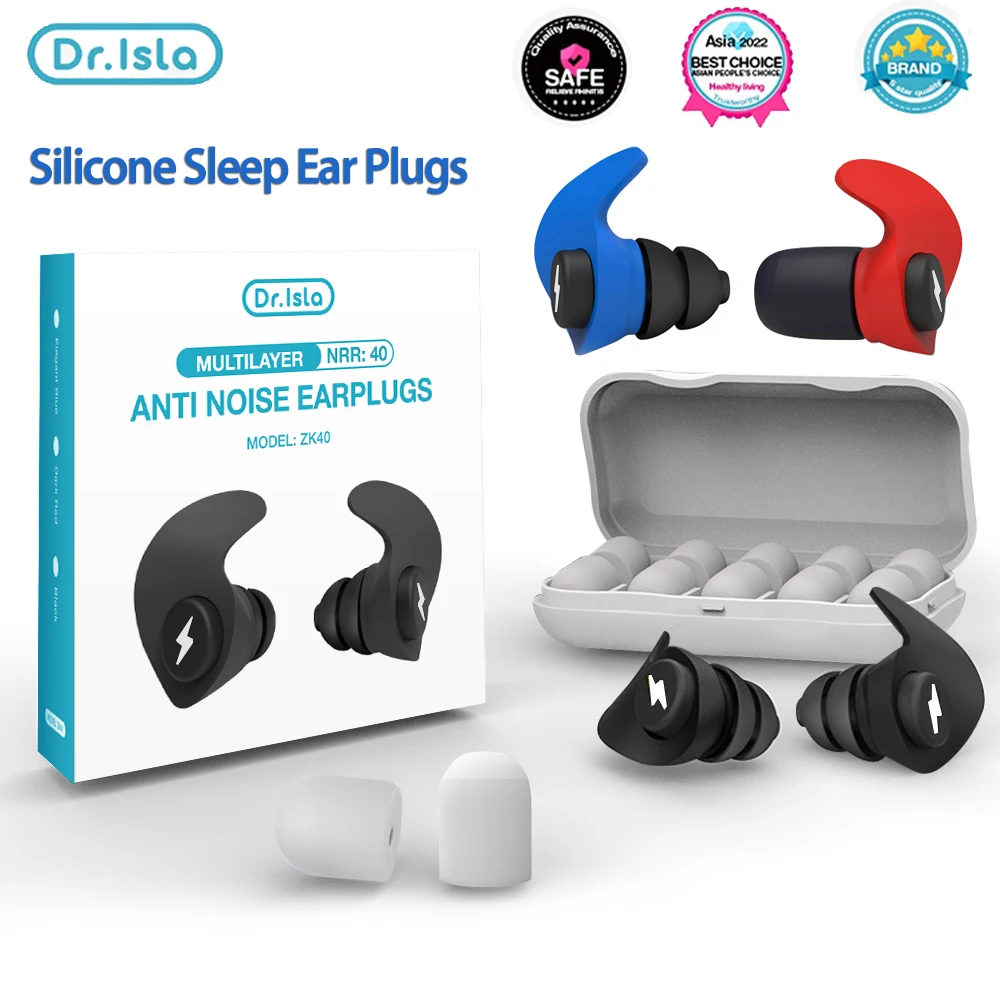 Dr.isla ZK40 6Pcs 3 Layer Soft Silicone Ear Plugs Tapered Sleep Noise Reduction Earplugs Sound Insulation Ear Protector