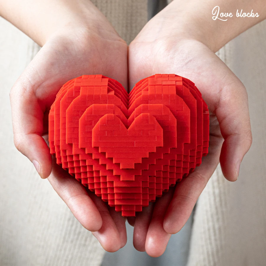 Creative Love Small Particle Building Blocks Plastic Mini Bricks DIY Valentine's Day Gift Sets For Girls Wedding Ornament