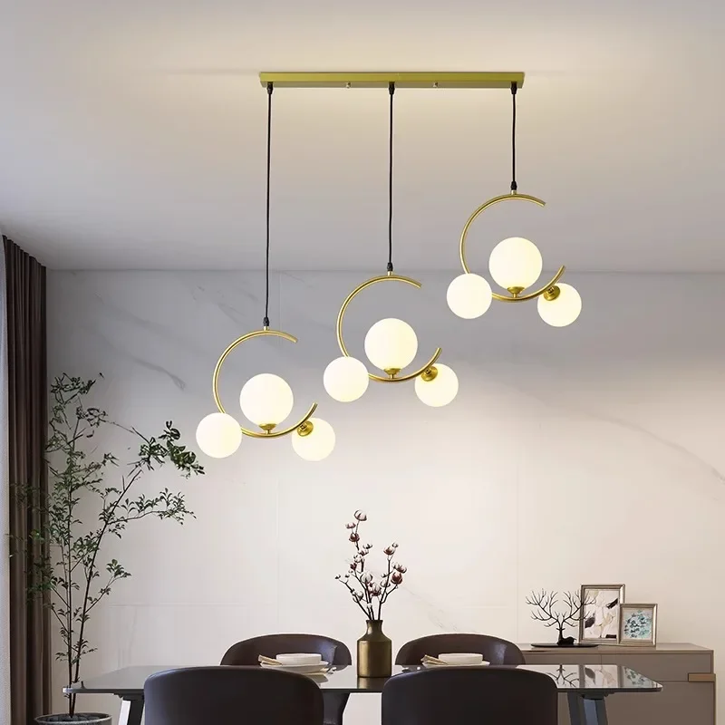 Modern Minimalist Pendant Lights Glass Sphere Hanging Lamps Home Decoration LED Chandeliers for Living Dining Room Bedside Hotel