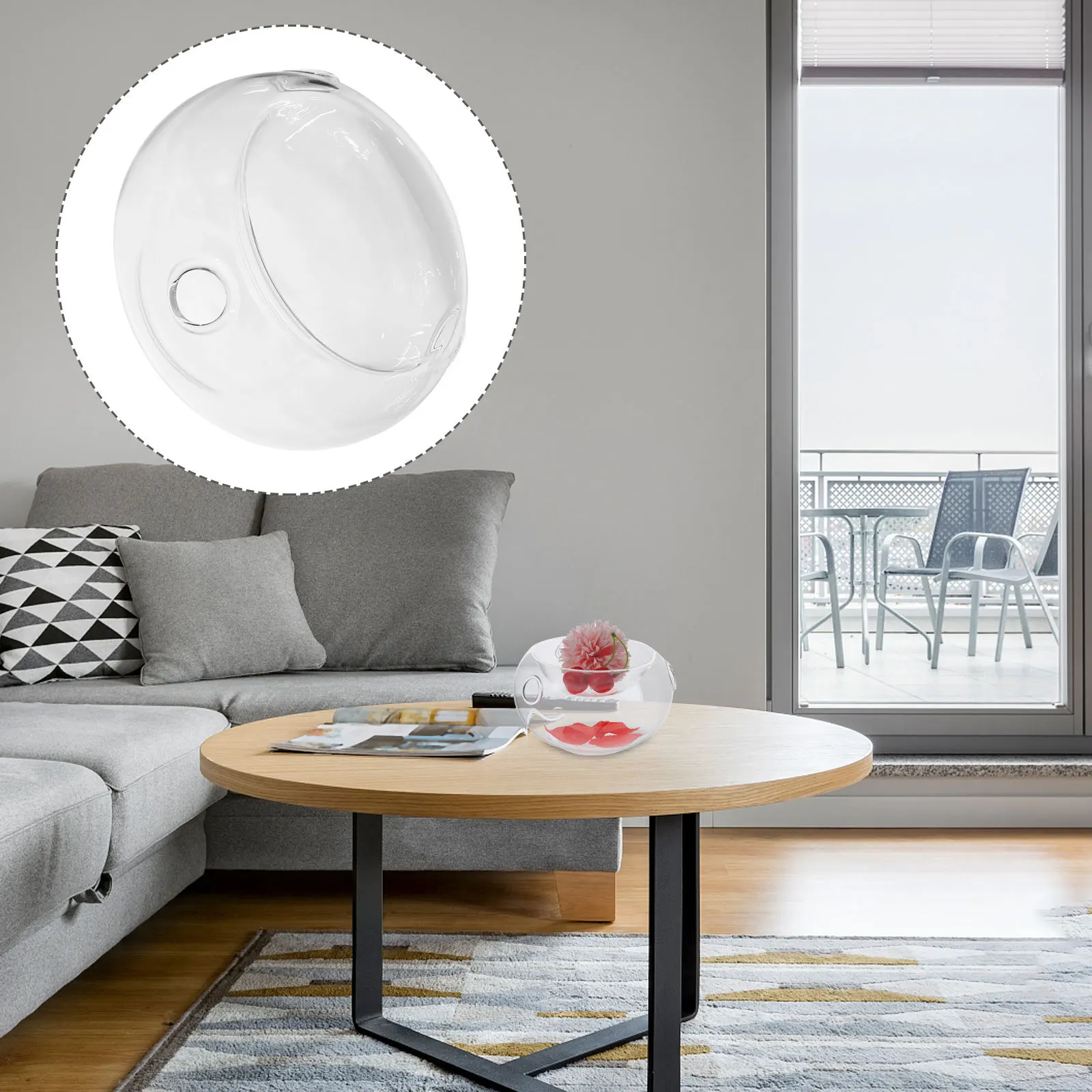 

1Pcs Transparent Glass Salad Bowl Premium Heat Resistant Cold Resistant Creative Dry Ice Fruit Vegetable Serving Bowl Modern