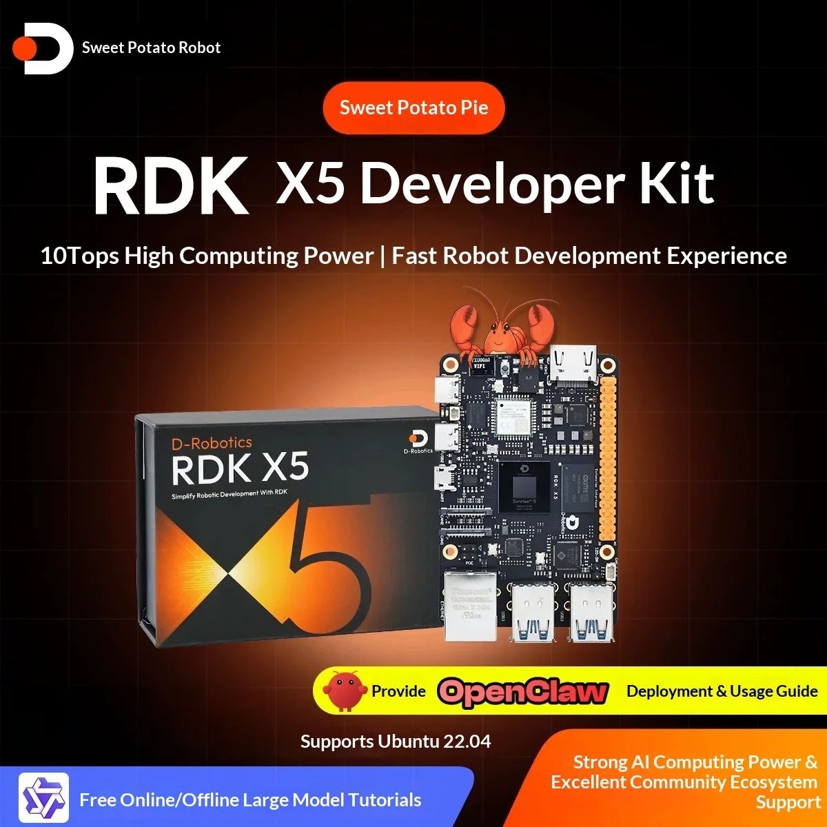 d-robotics rdk x5 development board 10tops ai computing power 8-core cortex-a55 4gb/8gb ram robot development kit