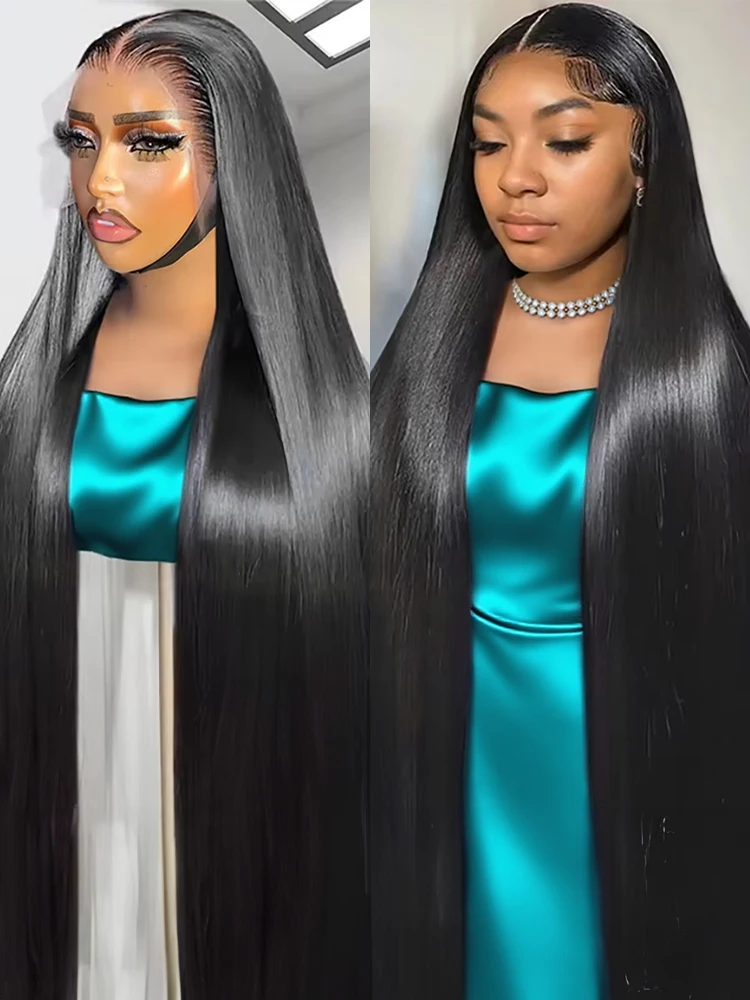 

300% Плотность 40 46 дюймов Bone Straight 13x6 HD Прозрачные парики из натуральных волос на фронтальной части шнурка Бразильские парики 13x4 на шнуровке для женщин