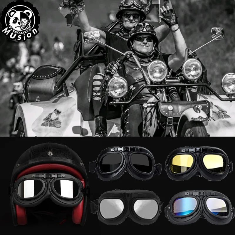 Motorcycle Vintage Goggle Retro Eyewear Goggle Glasses Helmet Goggles Motrcross Scooter Bike Cycling Windproof