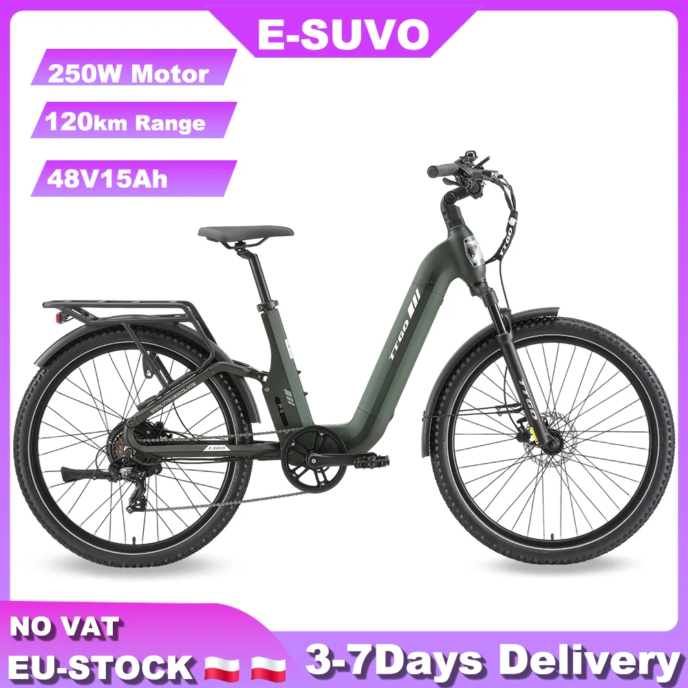 TTGO E-SUVO, E-Bike mit niedrigem Rahmen, 100–120 km maximale Reichweite, 48 V, 15 Ah, herausnehmbarer Akku, 27,5 Zoll, hydraulische Scheibenbremse, für den täglichen Gebrauch, Damen-E-Bike.
