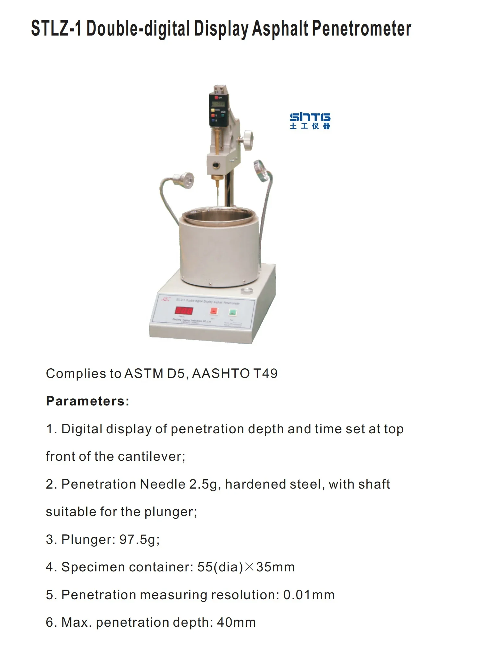 STLZ-1 Double-digital Display Asphalt Penetrometer Asphalt Bitumen  Penetration Test Equipment Asphalt Penetration Apparat