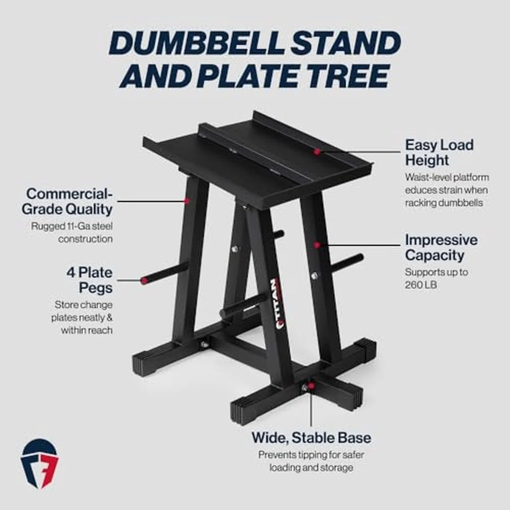 Dumbbell Stand and Plate Tree 260 LB Capacity Organize Classic Dumbbells Power Blocks Loose Plates Home Gym Storage Rack