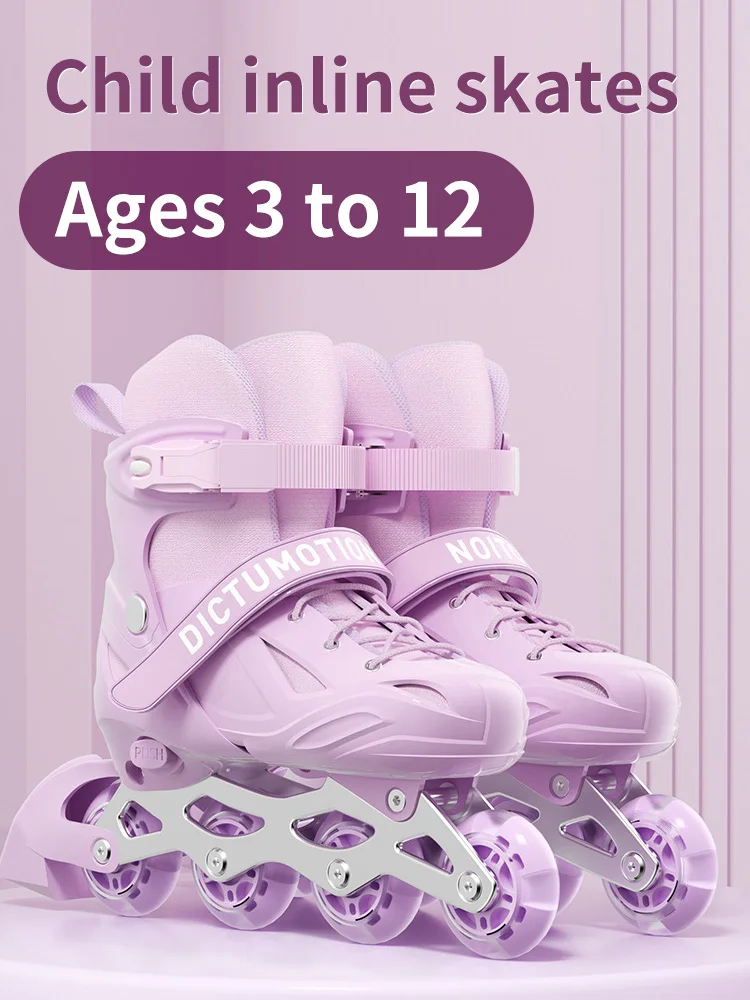 children's-inline-skates-girls-purple-and-pink-hard-shell-boy-blue-ages-3-to-12-adjustable-size-abec-7-kid
