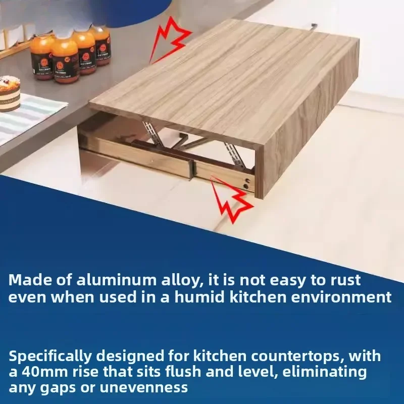 Kitchen countertop rising slide rail 40mm thick double-layer bay window desktop extension guide rail heavy-duty heightening