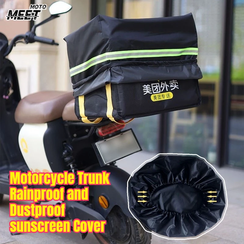 Motorcycle Trunk Rainproof and Dustproof Cover,bicycle Basket Cover,takeaway Box Waterproof Cover with Reflective Strips
