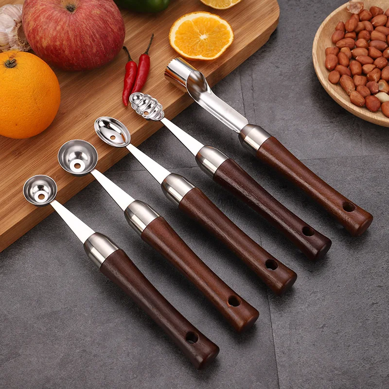 Fruit Platter Carving Knife Melon Spoon Stainless Watermelon Ice Cream Dig Scoop Kitchen DIY Tools Food Cutter Gadgets