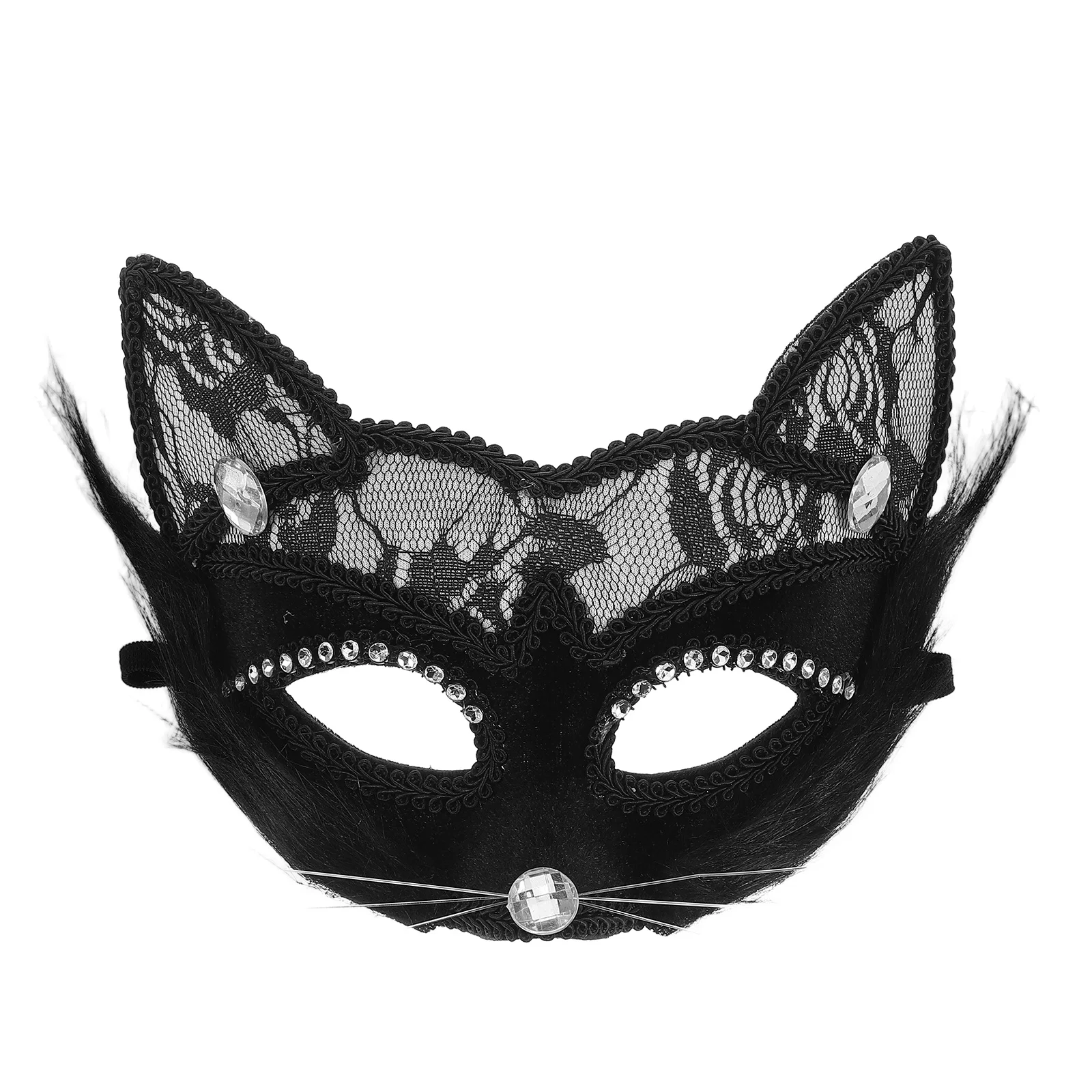 Máscara de gato de encaje negro elegante, accesorio de disfraz de mascarada de Halloween para hombres y mujeres, máscara de Cosplay para fiesta de disfraces