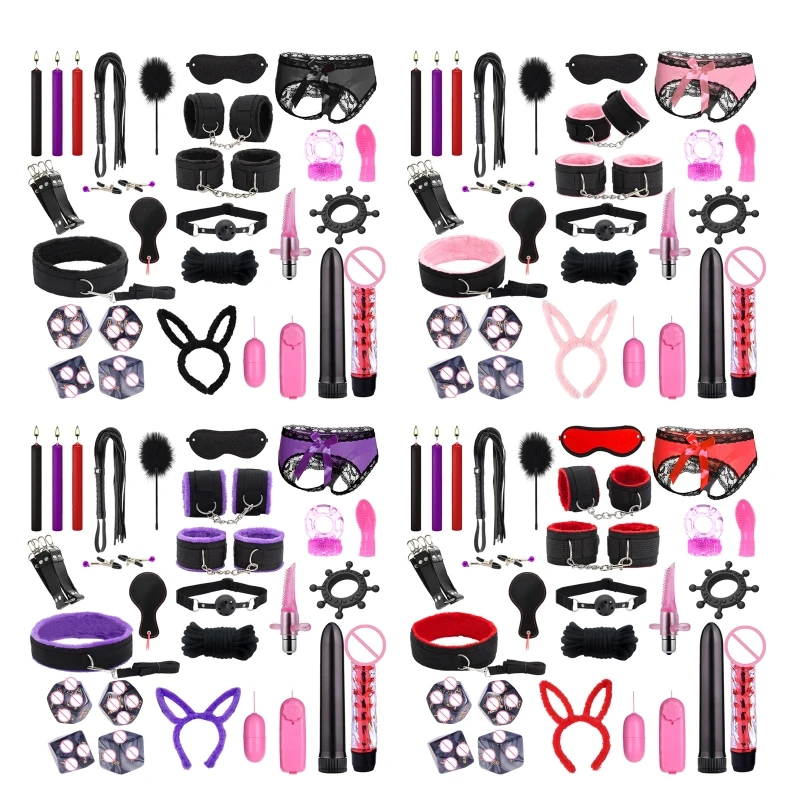 

27Pcs Bed Restraints Bondage Bundle Blindfold Whip BDSM Toy Nipple Clip Exotic Sex Bundle Body Toy