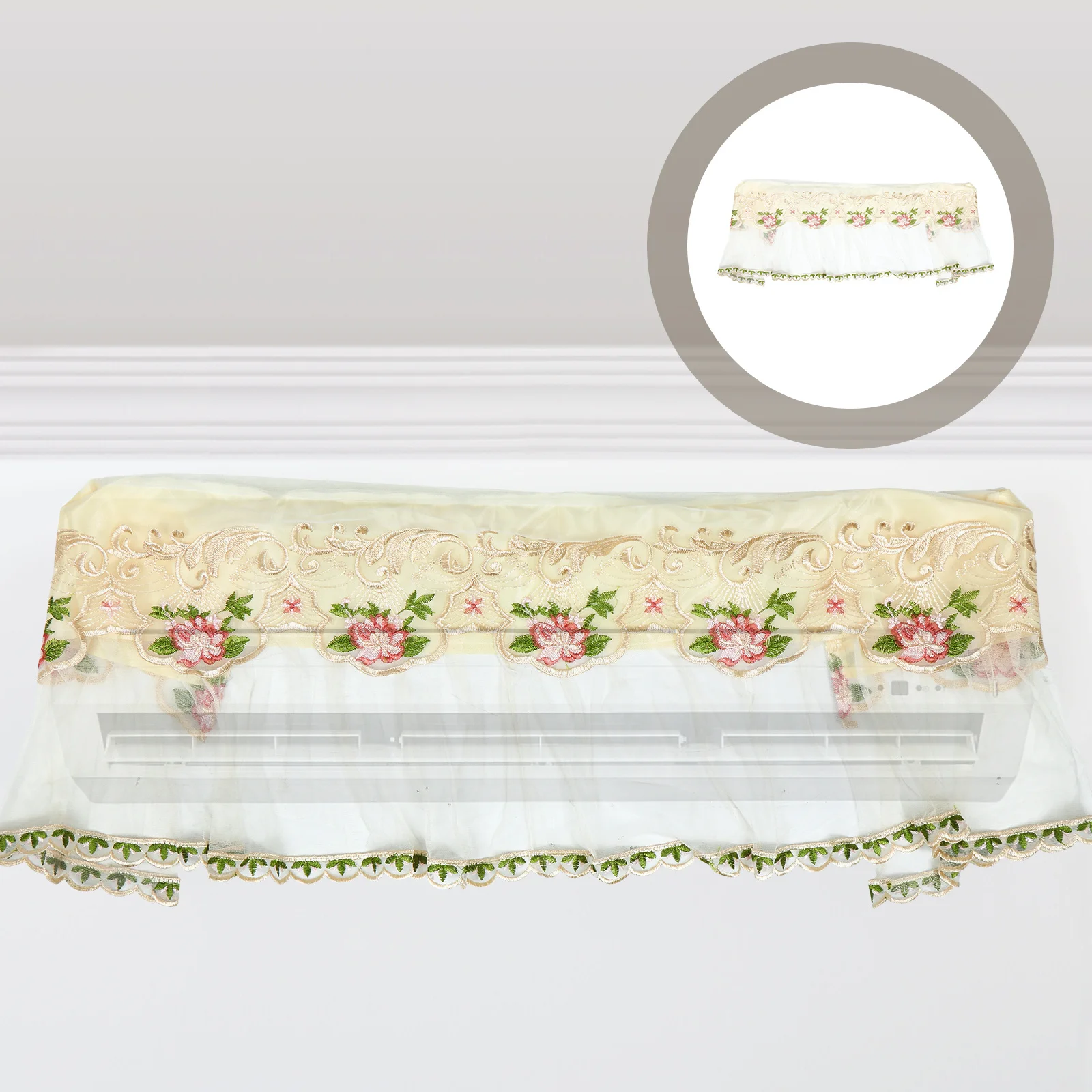 

Air Conditioner Cover Flower Pattern Lace Easy Install Dust Protector Indoor Air Conditioning Shield Home Unit Cover