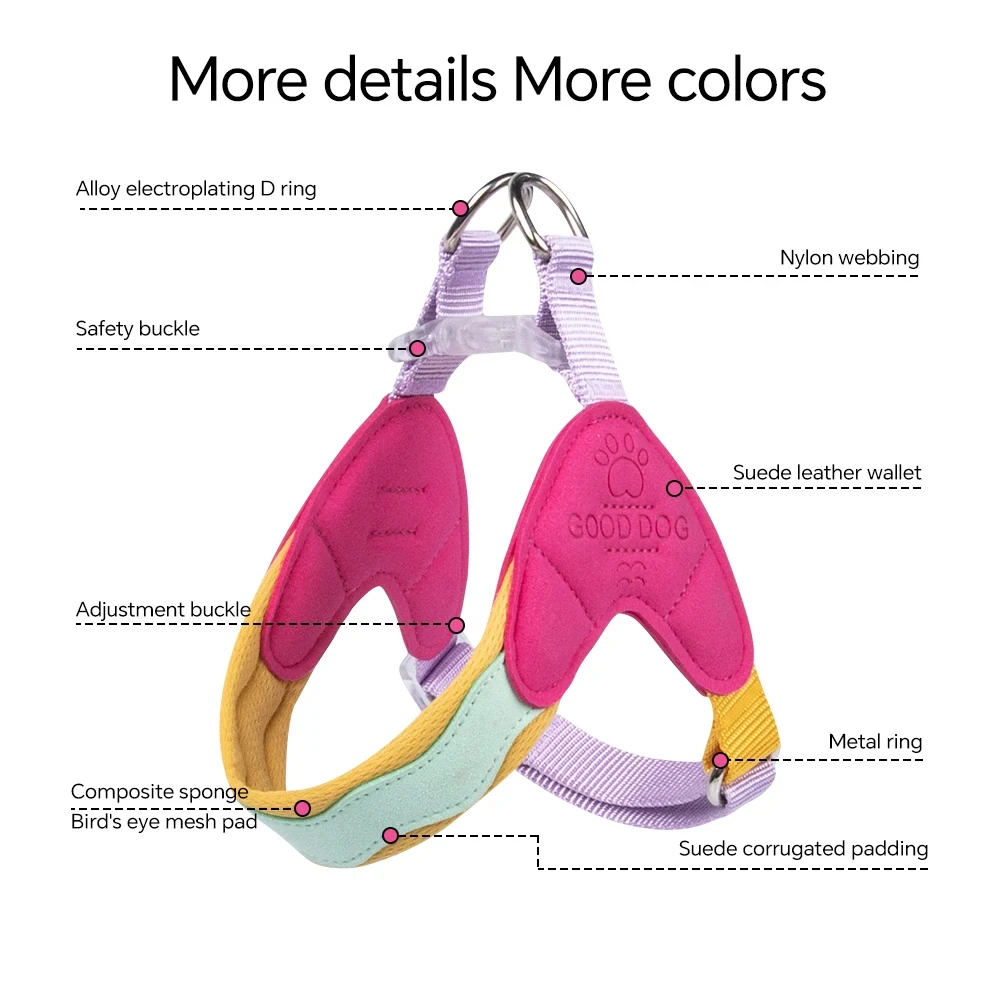 No Pull Y-shaped Dog Harness for Small Dogs Shiba Inu Corgi Puppy Chest Straps Macaron Color Matching Pet Outdoor Products