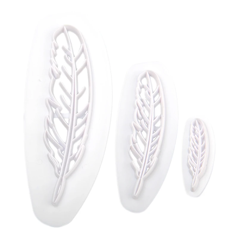 

MRF Plastic 3pcs Feather Pattern Cake Fondant Pressing Cookie Molds Set Bakery Craft Tools HB1099V