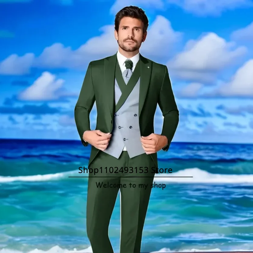 2023 Slim Fit Männer Anzüge Für Hochzeit 3 Stück (Blazer + Weste + Hosen) spitze Revers Formale Geschäfts Bräutigam Tragen Smoking Kostüm Homme