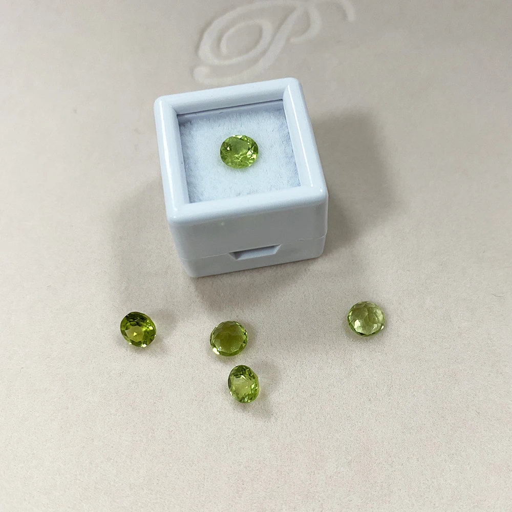 100% Natural Olivine Peridot Loose Stone Round Cut 5X5mm 0.5ct Gemstone ​for Earring Ring Necklace Jewelry Making Accessories