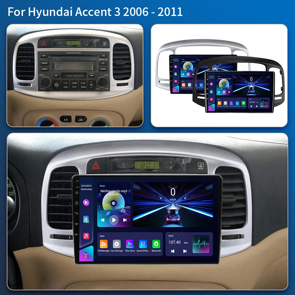 For Hyundai Accent 3 2006 - 2011 Car Radio Multimedia Video Player Navigation GPS Android16 No 2din 5G dvd