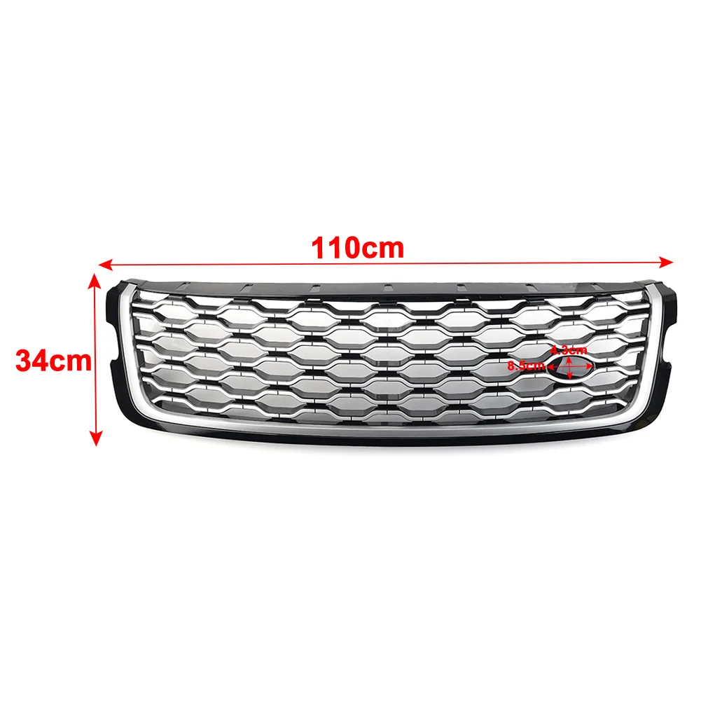 Silver Mesh With Black Bezel Car Front Bumper Center Grille Cover Accessories For Land Rover Range Rover Velar 2017-2023