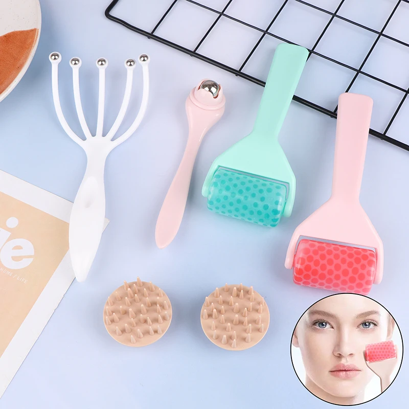 6pcs Facial Beauty Massager Combination Set Ice Roller For Face Massage Roller Eye Cream Massage Stick Freckle Stamp Beauty Tool