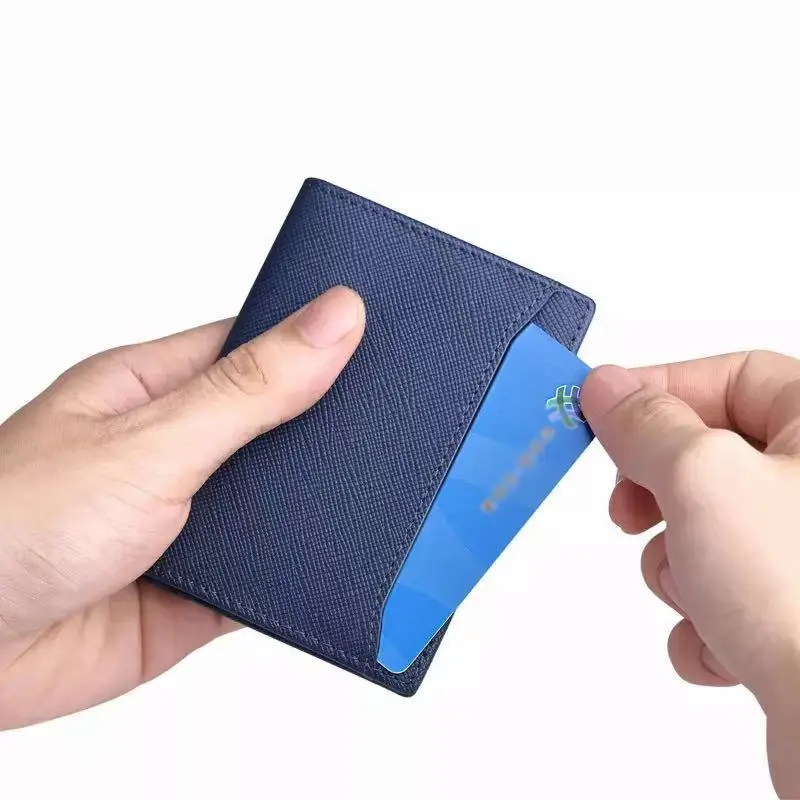 Genuine William Polo leather thin Mini men's wallet luxury brand card clip leather thin wallet men's Retro short Wallet