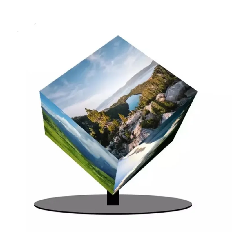 P2.5 Five Sides Corner Cube LED Screen Full Color Indoor Display For Hotel Mall Retail Store Education Advertising