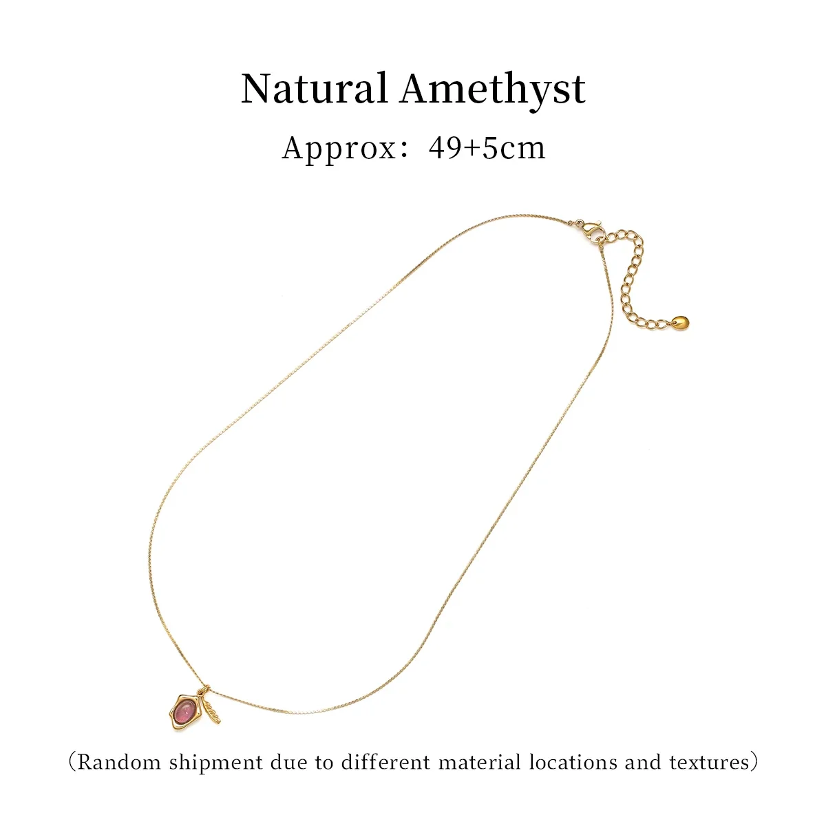 Natural Amethyst & Pink Quartz Crystal Necklace, Gift