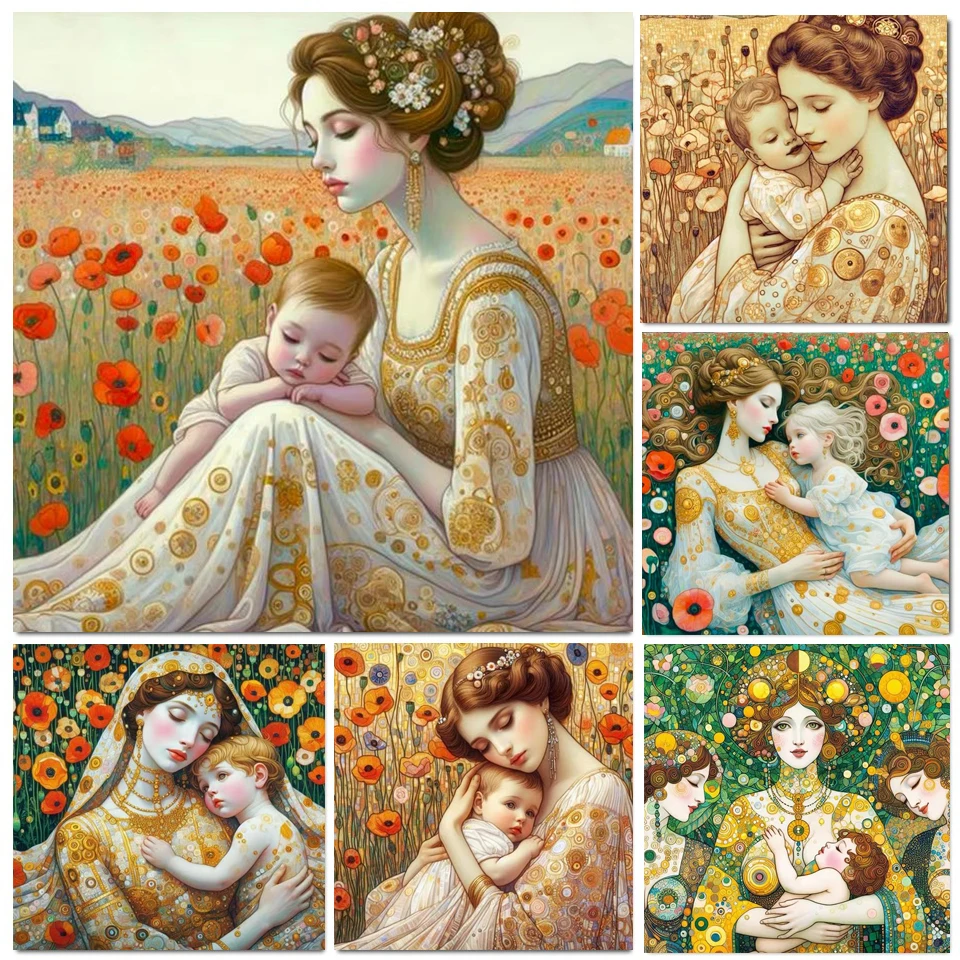 

Gustav Klimt мать и ребенок 5D Diy алмазная живопись новая 2025 полная квадратная круглая Алмазная мозаика вышивка ручной работы подарок