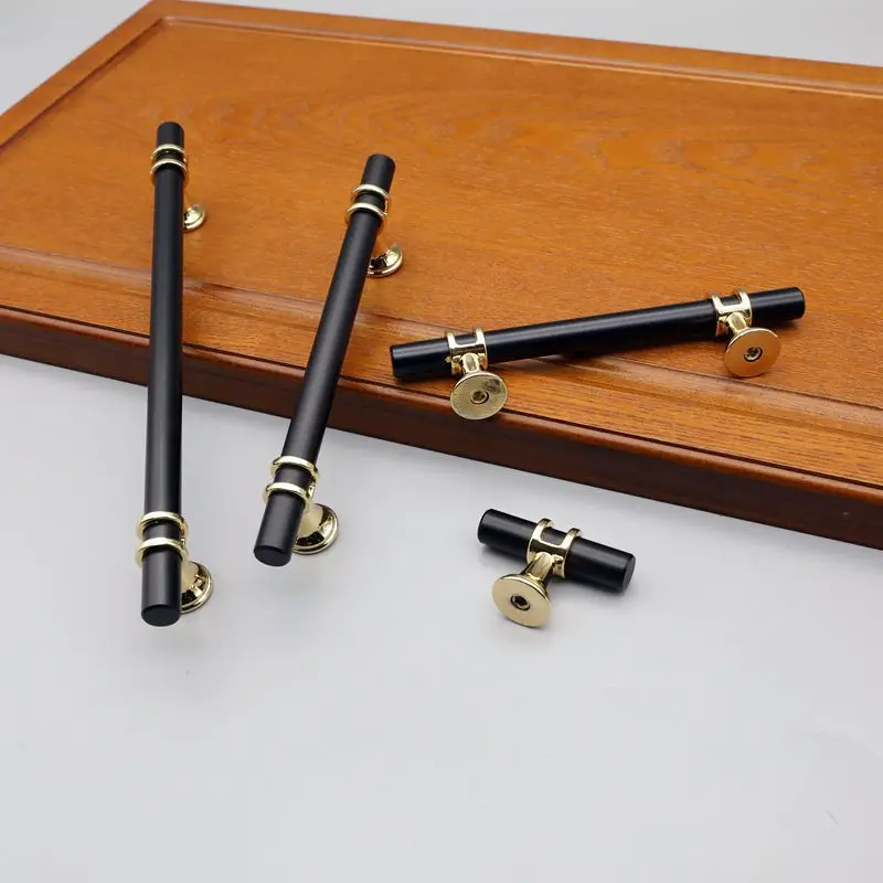 Modern Simple Handle Cabinet Door Drawer Shoe Cabinet Furniture Hardware Black Gold Door Pulls Kitchen Cabinet Handles