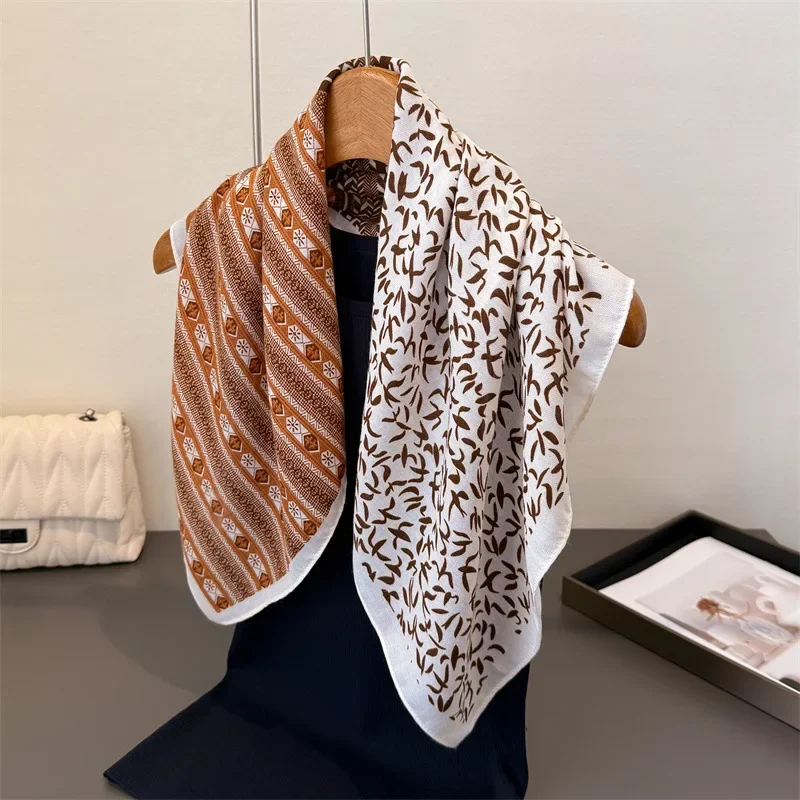 

Print Hairbands Square Scarf Women Elagant Cotton Linen Feeling Bandana Neck Kerchief Head Bands Foulard Female Scarfs