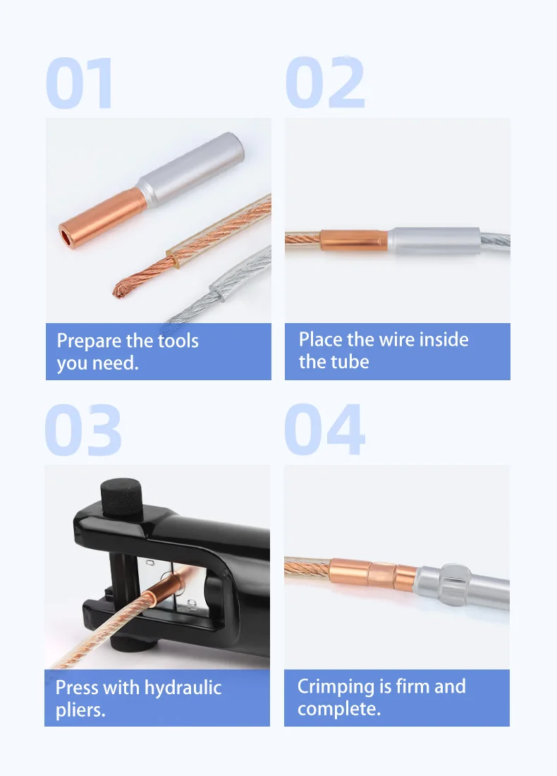 1/5Pcs GTL-10/16/25/35/50/70 Kupfer Aluminium Crimp Terminal Verdickung CU-AL Rohr Kabel Draht Bimetall Splice Stecker Hülse – Detail 4