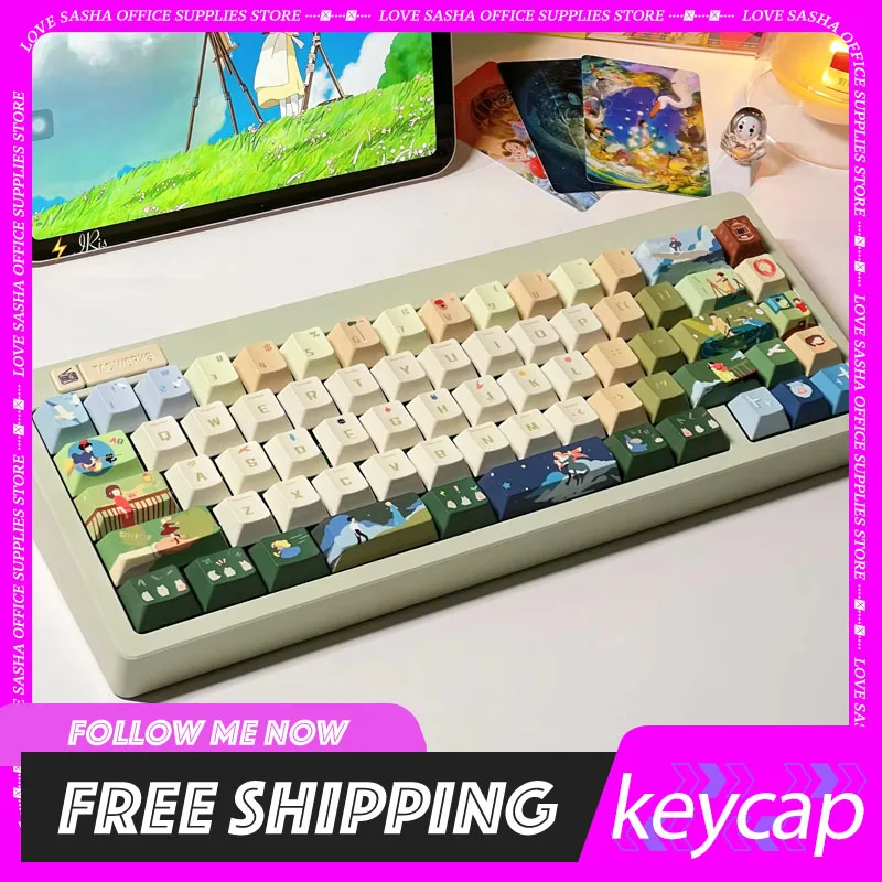 Cartoon Keycaps Pbt Thermal Sublimation Keycaps Customization Cute 141/144key Keycaps For Girl Mechanical Keyboard Gifts