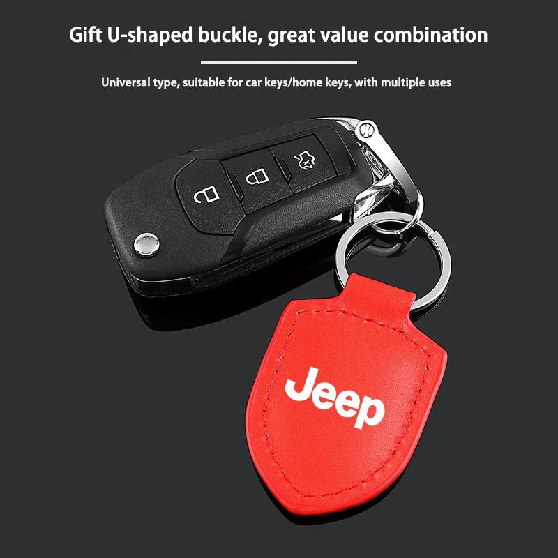 

Vintage Leather Car Keychain Metal Key Ring Durable Key Holder For Jeep Wrangler Grand Cherokee Compass Renegade