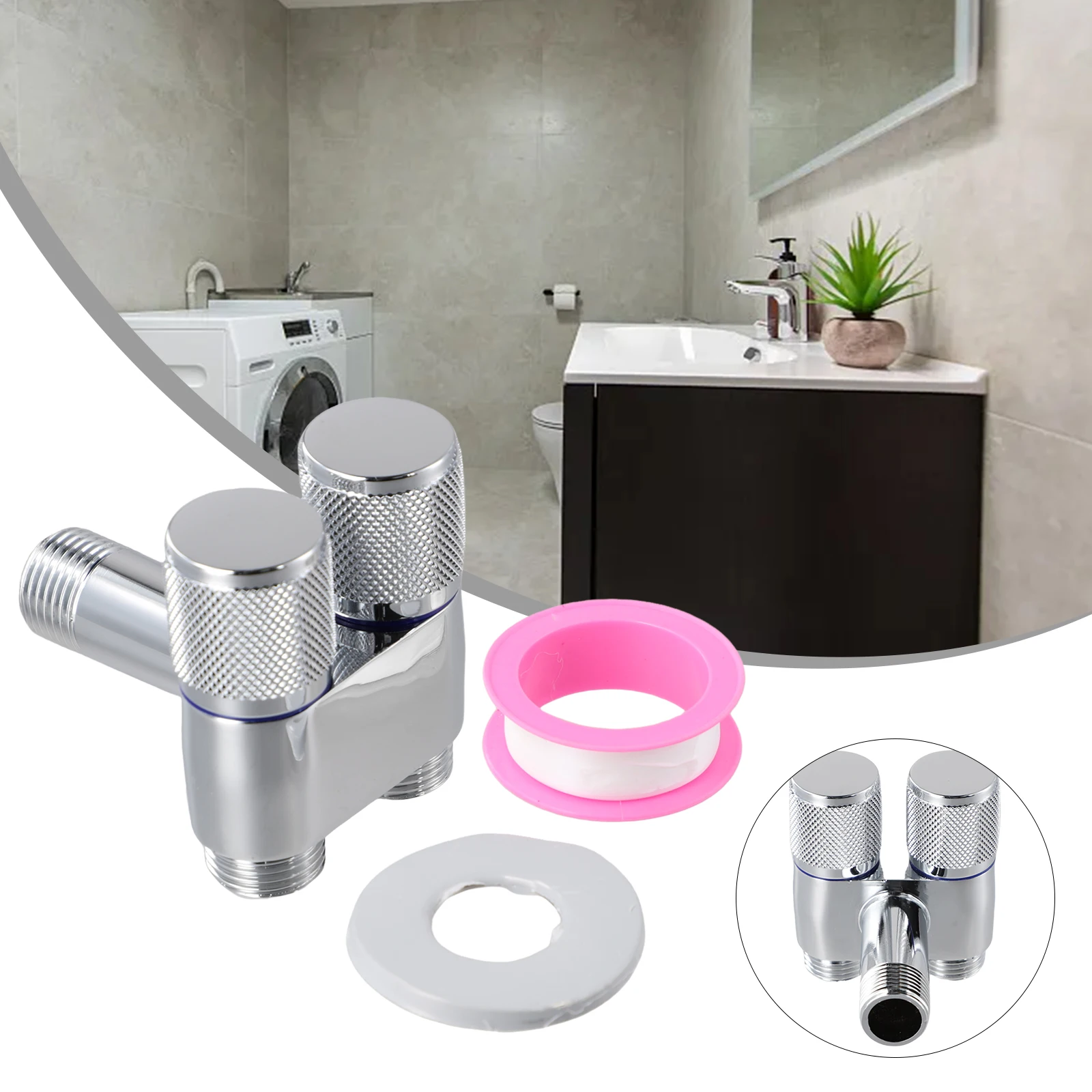 Toilet Bidet Sprayer Triangle Valve Toilet Washing Machine Water Heater 1 In Two G1/2 Metal Handle Rotary Switch Tool