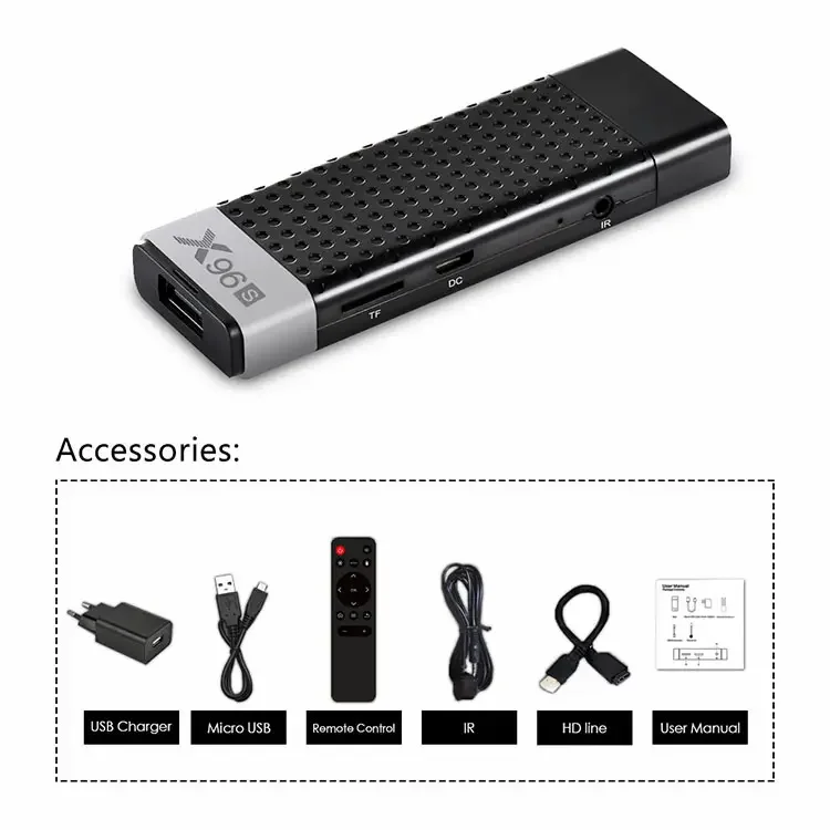 X96S Mini Amlogic S905Y2 TV Stick, 5G WiFi TV Dongle Media First, Smart Android 9.0 TV Box