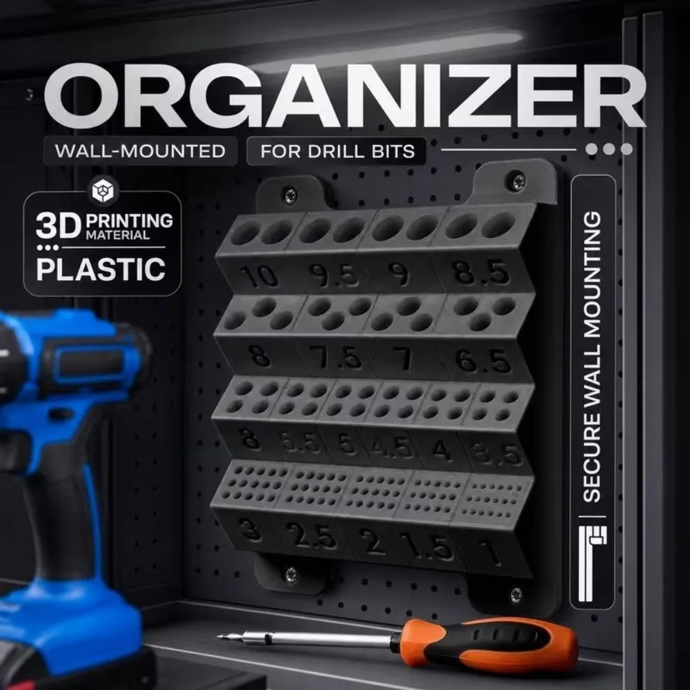 Clear Wall Mount Drill Bit Storage Rack Multi Slot Plastic Tool Rack Metric Size Clear Marking Drill Bit Holder Workshop Use