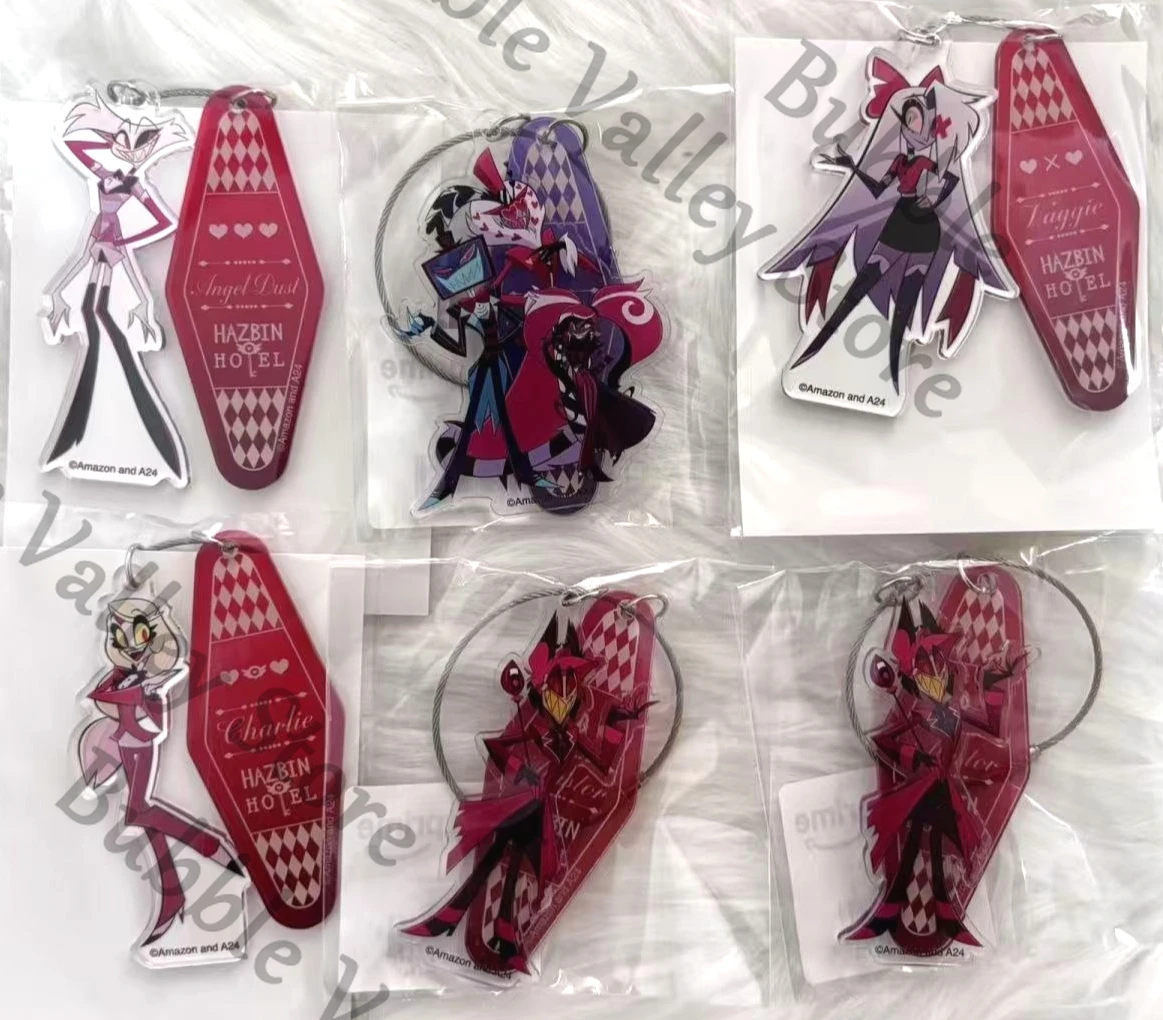 

Genuine Anime Hazbin Hotel Alastor Angel Dust Charlie Vaggie Cosplay Acrylic Pendant Keychain Cartoon Keyring Adorn Gift