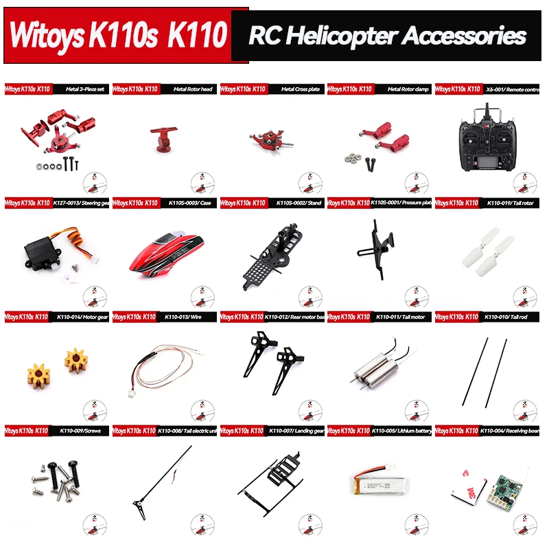 

Wltoys XK K110S K110 V977 Accessories RC Helicopter Brushless Motor Blade Gear ESC Receiver Main Gear Blades Shaft Servo
