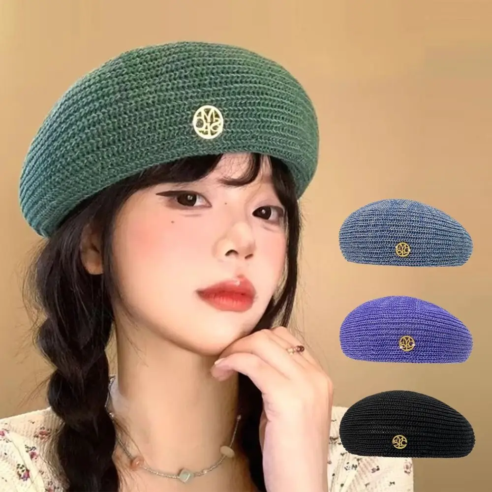 قبعة Ins الكورية المحبوكة المجوفة Y2k قبعات الرسام القابلة للتنفس متعددة الاستخدامات قبعة صغيرة رقيقة للفتيات