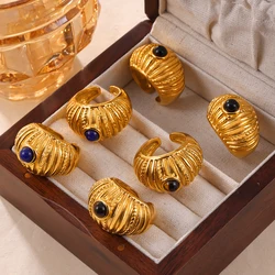 Vintage Waterproof Stainless Steel Gold Plated Women Rings For Women Trendy Ring Luxury Jewelry Wedding Gift