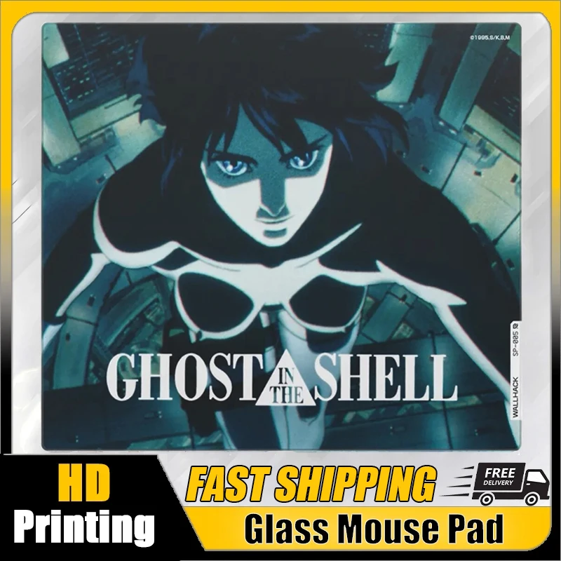 Japanese W-Wallhack SP005 For GHOST IN THE SHELL Glass Mouse Pad Frosted Surface Desk Mat Tempered FPS Custom Gaming Accessories
