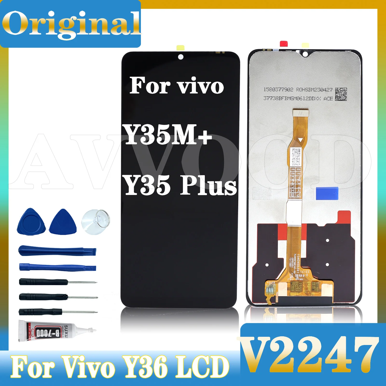 LCD Touch Screen Digitizer Assembly, Replacement Repair Parts, Original for Vivo Y36, Y35M Plus, V2247 LCD