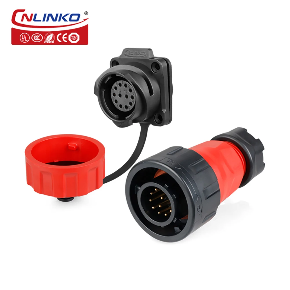 CNLINKO YM24 Waterproof IP68 Industrial Power Male Female Plug Socket Connector 2 3 4 10 12 19 24 Pin M24 Connectors PBT Plastic